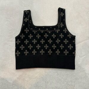 October’s Very Own OVO Monogram Print Sports Bra Crop Knit Top​